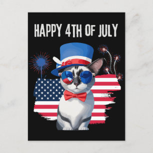 Carte Postale Happy 4 juillet chat