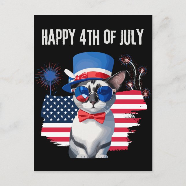 Carte Postale Happy 4 juillet chat (Devant)