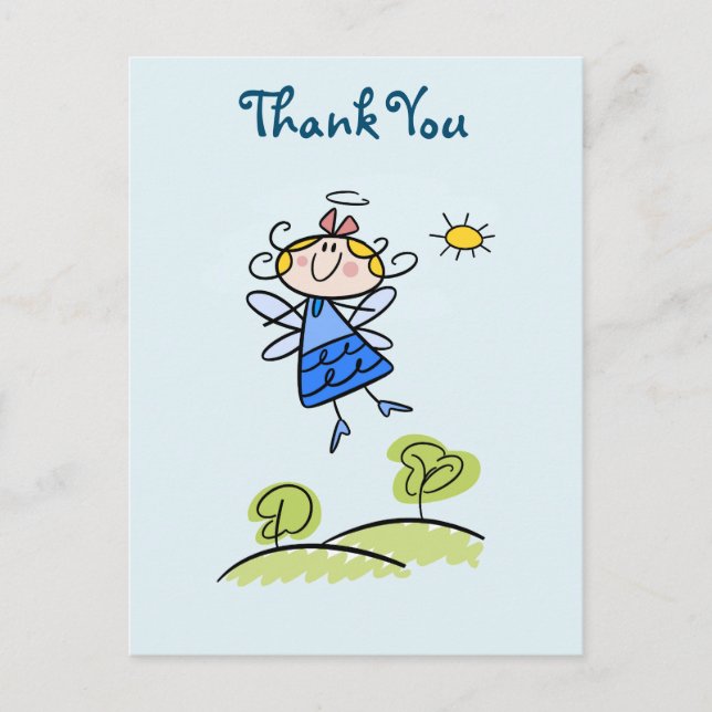 Carte Postale Happy Angel Fairy Jumping et Merci de danse (Devant)