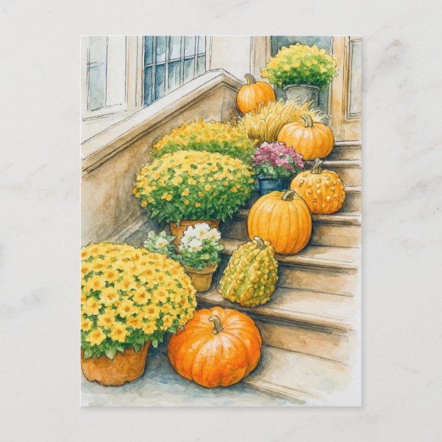 Carte Postale Happy Autumn Thanksgiving Pumpkin Postcard (Devant)