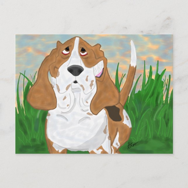 Carte postale Happy Basset Hound (Devant)