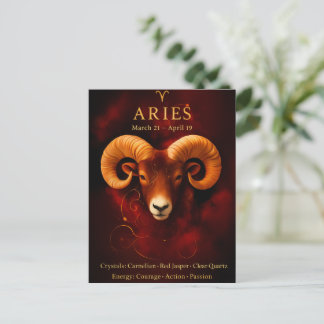 Carte Postale Happy Birthday Aries | Birthstone Post Card