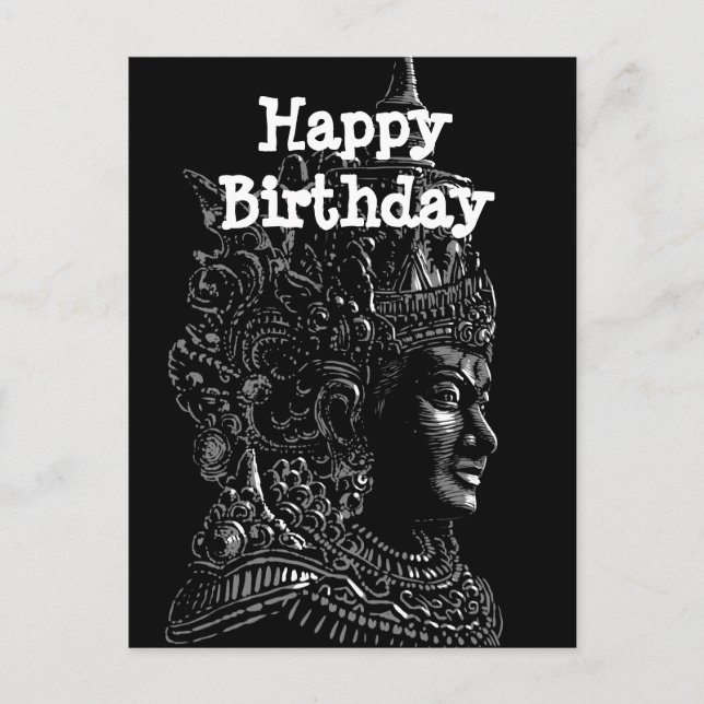 Carte Postale Happy Birthday indian sculture  (Devant)
