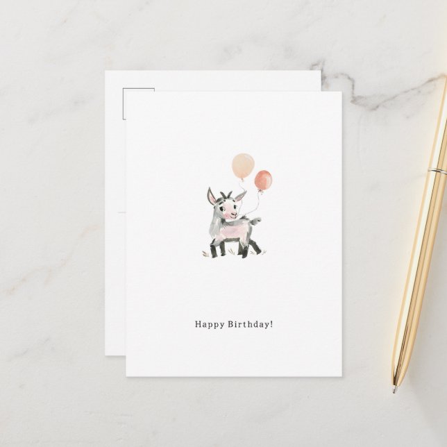 Carte Postale Happy Birthday Little Goat Card (Devant/Arrière en situation)