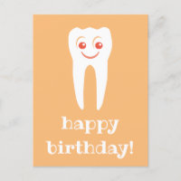 happy birthday smiles tooth postcard