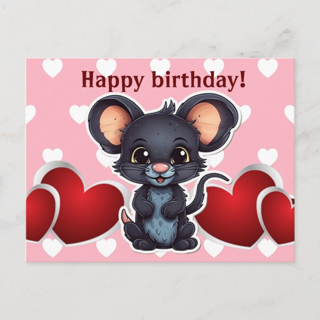 Carte Postale Happy birthday! souris (Devant)