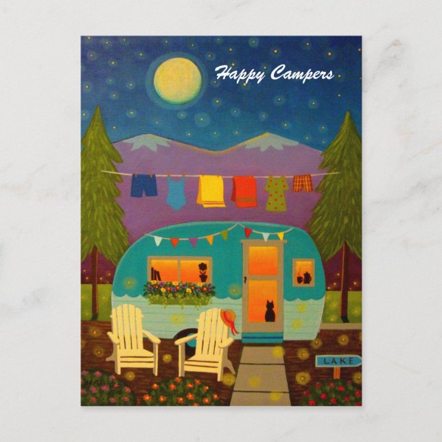Carte Postale Happy Campers Trailer Arrière - plan (Devant)