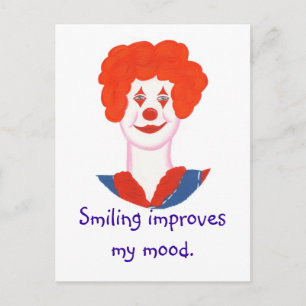 Carte Postale Happy Clown Face, Sourire améliore mon humeur