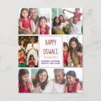 Happy Diwali Modern Photo Collage Red Holiday