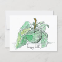 Happy Fall Green Fruit Feuille Aquarelle