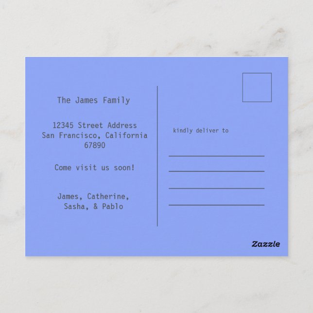 Carte postale Happy Family Soft Blue New Home Movi (Dos)