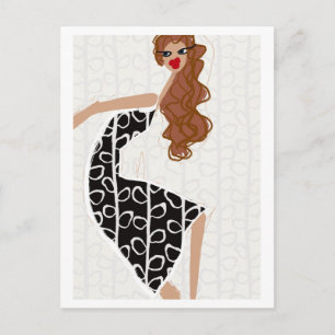 Carte postale Happy Girl Dancing Black White