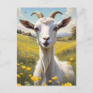 Carte Postale Happy Goat Vibrant Buttercup Meadow