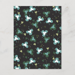 Carte Postale Happy Green Clover Feuille Motif d'art IV