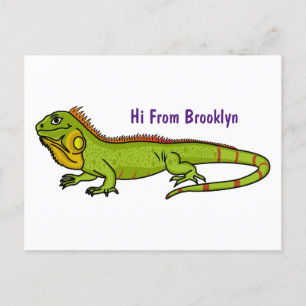 Carte Postale Happy green iguana cartoon