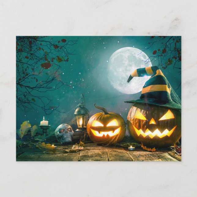 Carte Postale Happy Halloween Art drôle Jack-o'-lantern Hallowee (Devant)