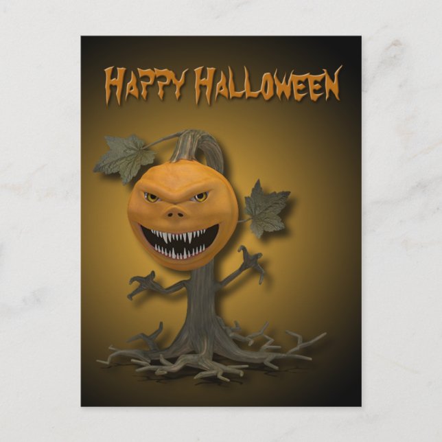 Carte Postale Happy Halloween Citrouille Tree (Devant)