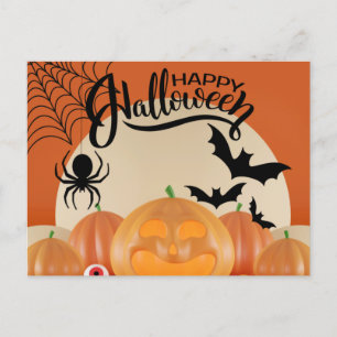 Carte Postale Happy Halloween Citrouilles effrayants, chauves-so