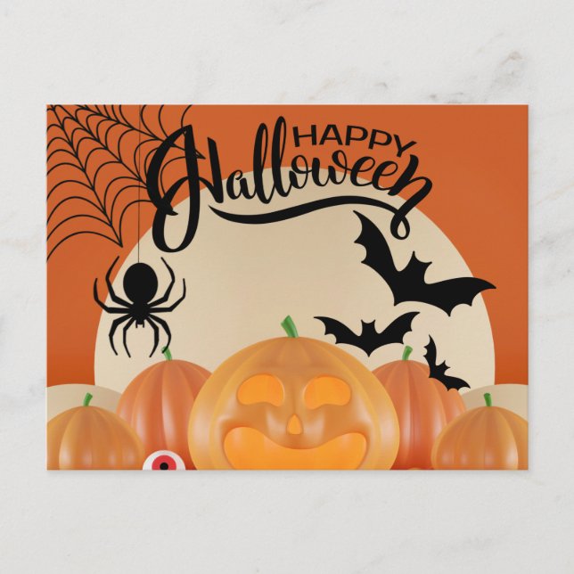 Carte Postale Happy Halloween Citrouilles effrayants, chauves-so (Devant)