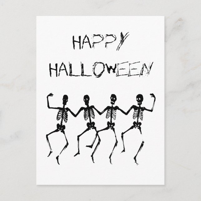 Carte Postale Happy Halloween Dancing Skeletons (Devant)