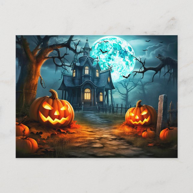 Carte Postale Happy Halloween Éffrayant Haunted Dwelling (Devant)