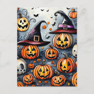Carte Postale Happy Halloween éffrayant traitement ou astuces de