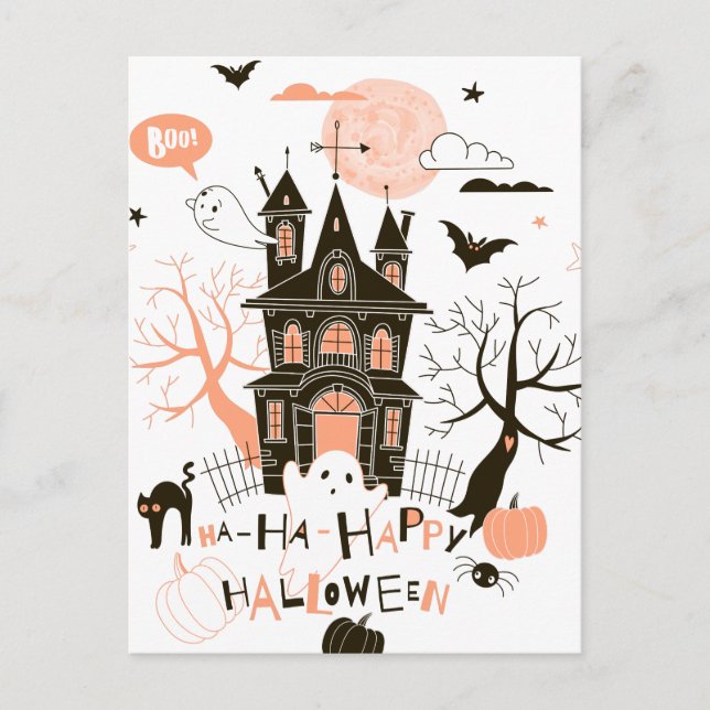 Carte Postale Happy Halloween Haunted House (Devant)