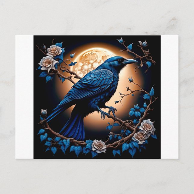 Carte Postale Happy Halloween Ravens And Roses (Devant)