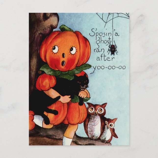 Carte Postale Happy Halloween Vintage illustration (Devant)