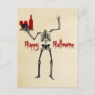 Carte Postale Happy Hallowine Skeleton sans tête