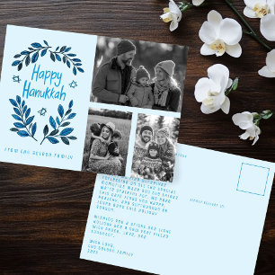 Carte Postale Happy Hanoukka Holiday CUSTOM 3 PHOTOS