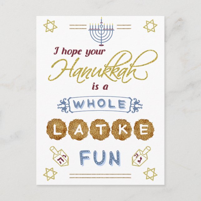 Carte Postale Happy Hanoukka tout Latke amusant amusant (Devant)