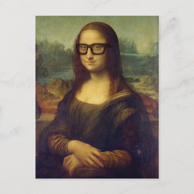 Carte Postale Happy Hipster Mona Lisa dans les lunettes Hipster  (Devant)