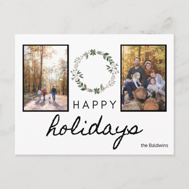 Carte Postale happy holiday bold noir et blanc police photo (Devant)
