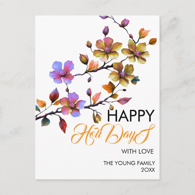 Carte Postale Happy Holidays Card Modèle, Edit With Templett, (Devant)