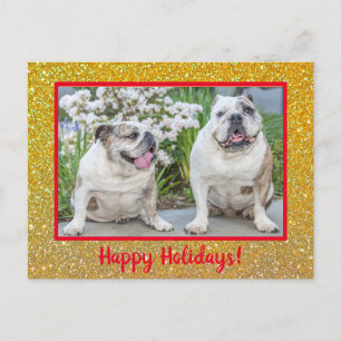 Carte Postale Happy Holidays Gold Parties scintillant Modern Pho