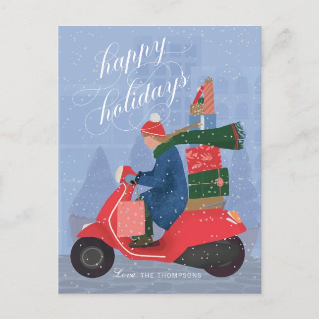 Carte postale Happy Holidays Scooter non photo Hol (Devant)