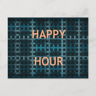 Carte Postale Happy Hour Texte bleu Vector Art Imprimer