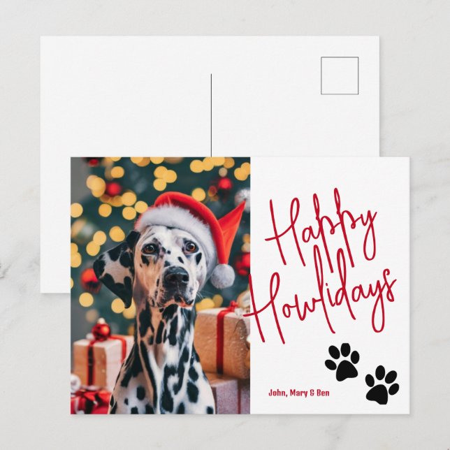 Carte Postale Happy Howlidays Animaux de compagnie Photo Christm (Devant / Derrière)