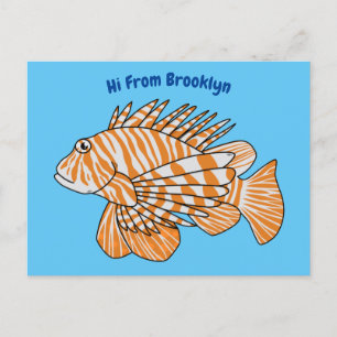 Carte Postale Happy lionfish cartoon illustration