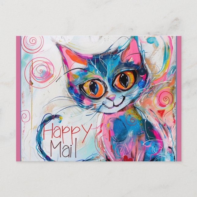 Carte Postale Happy Mail Cat (Devant)