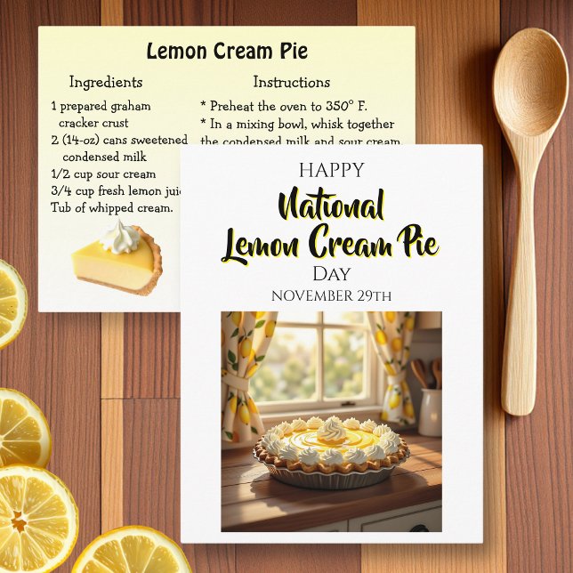 Carte Postale Happy National Lemon Cream Pie | Nov 29th (Créateur téléchargé)