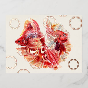 Carte postale Happy Nowruz Goldfish & Bubbles Foil