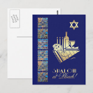 Carte Postale Happy Passover Star of David et Seder Table Icons