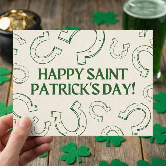 Carte Postale Happy St Patrick's Day Minimalist Green Horseshoe