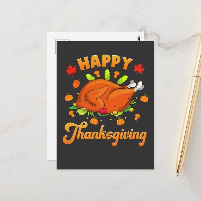Carte Postale Happy Thanksgiving (Devant/Arrière en situation)