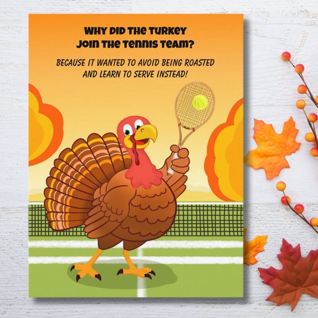 Carte Postale Happy Thanksgiving Tennis Turkey Riddle (Créateur téléchargé)