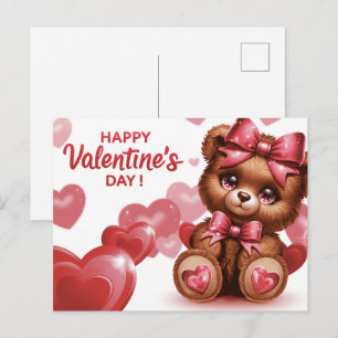 Carte Postale Happy Valentine’s Day Ourson -5