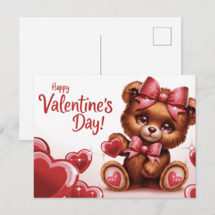 Carte Postale Happy Valentine’s Day Ourson -7