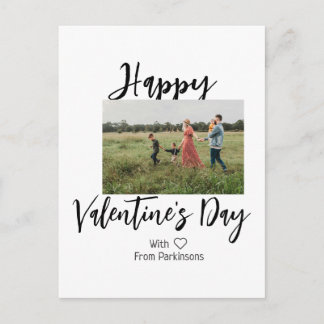 Carte Postale Happy Valentine's day add family name photo simple